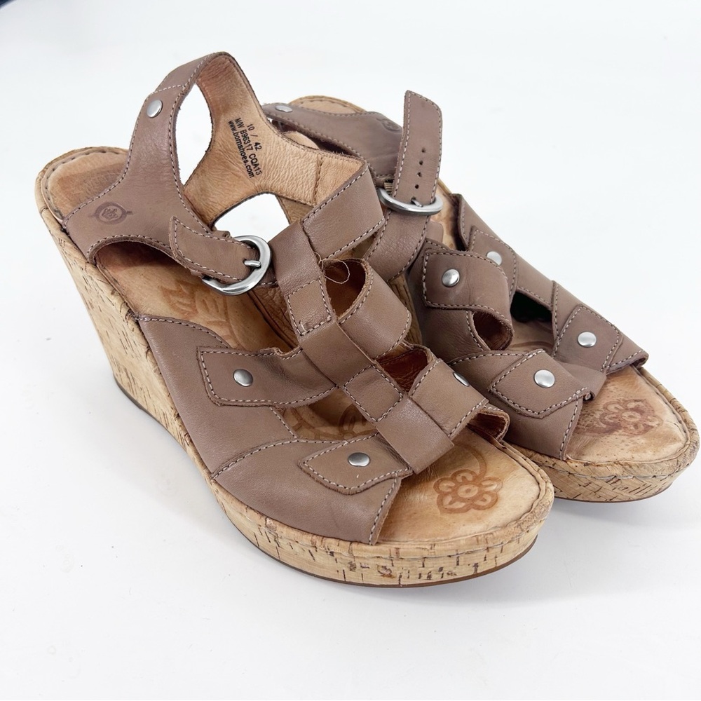 Born Brown Leather Wedge Sandals